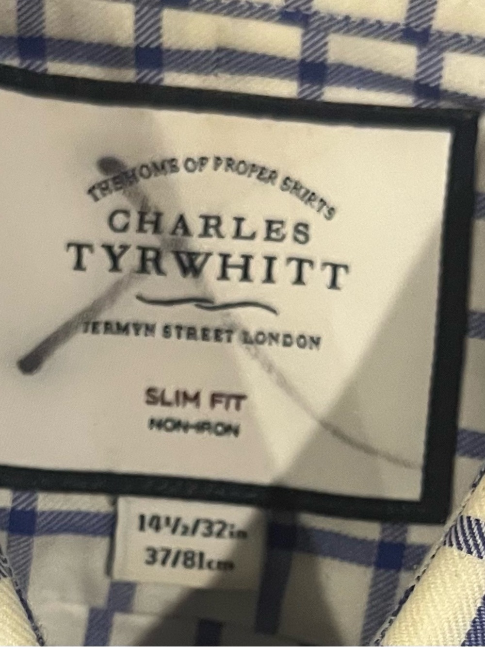CHARLES TYRWHITT Super SLIM 14.5 x 32 Blue CHECK Shirt ORIG $134+! NEW